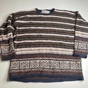 Concrete Mix Vintage 90s Women’s Oversized Sweater XL XXL Multicolor Striped USA